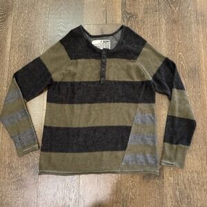 I-OGAN Women's Baby Alpaca Wool Blend Striped Sweater Size L Made In Peru